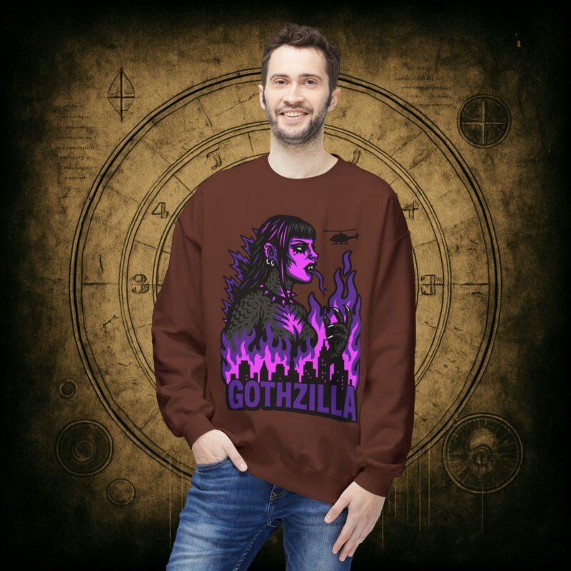 Gothzilla (Purple) Unisex Sweatshirt - Image 12