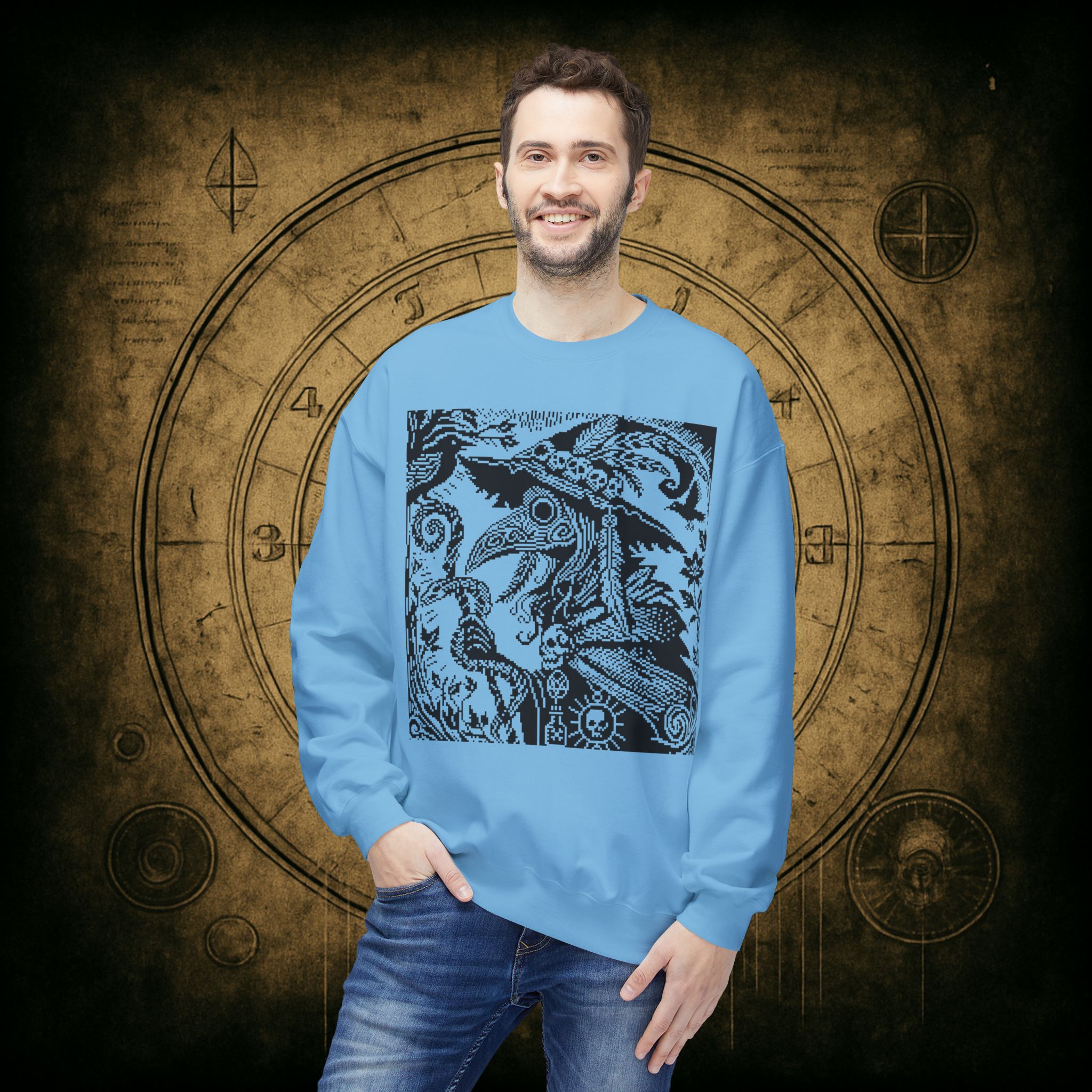 Woodcut Plague Doctor Witch Sweatshirt - Image 31