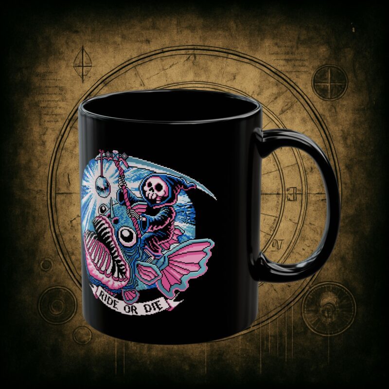 Ride or Die Angler Fish Ceramic Mug - Image 2