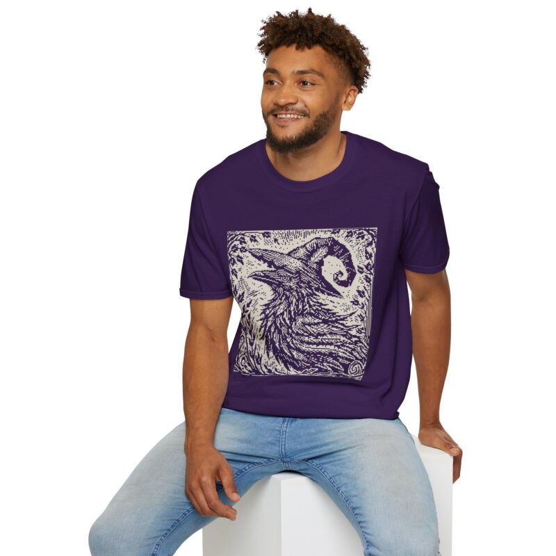 Woodcut Raven Unisex T-shirt - Image 62