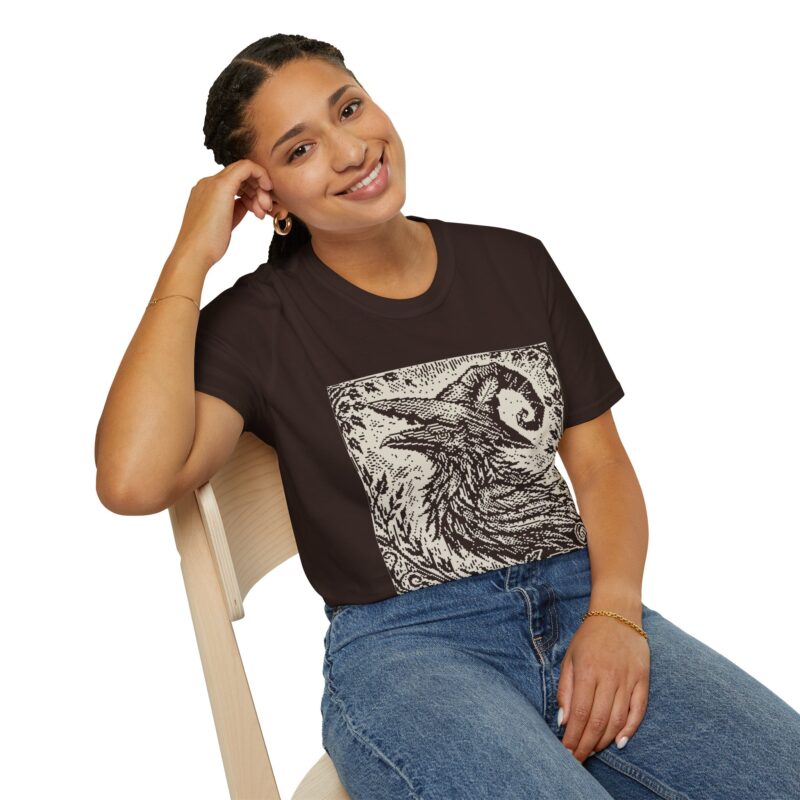 Woodcut Raven Unisex T-shirt - Image 36