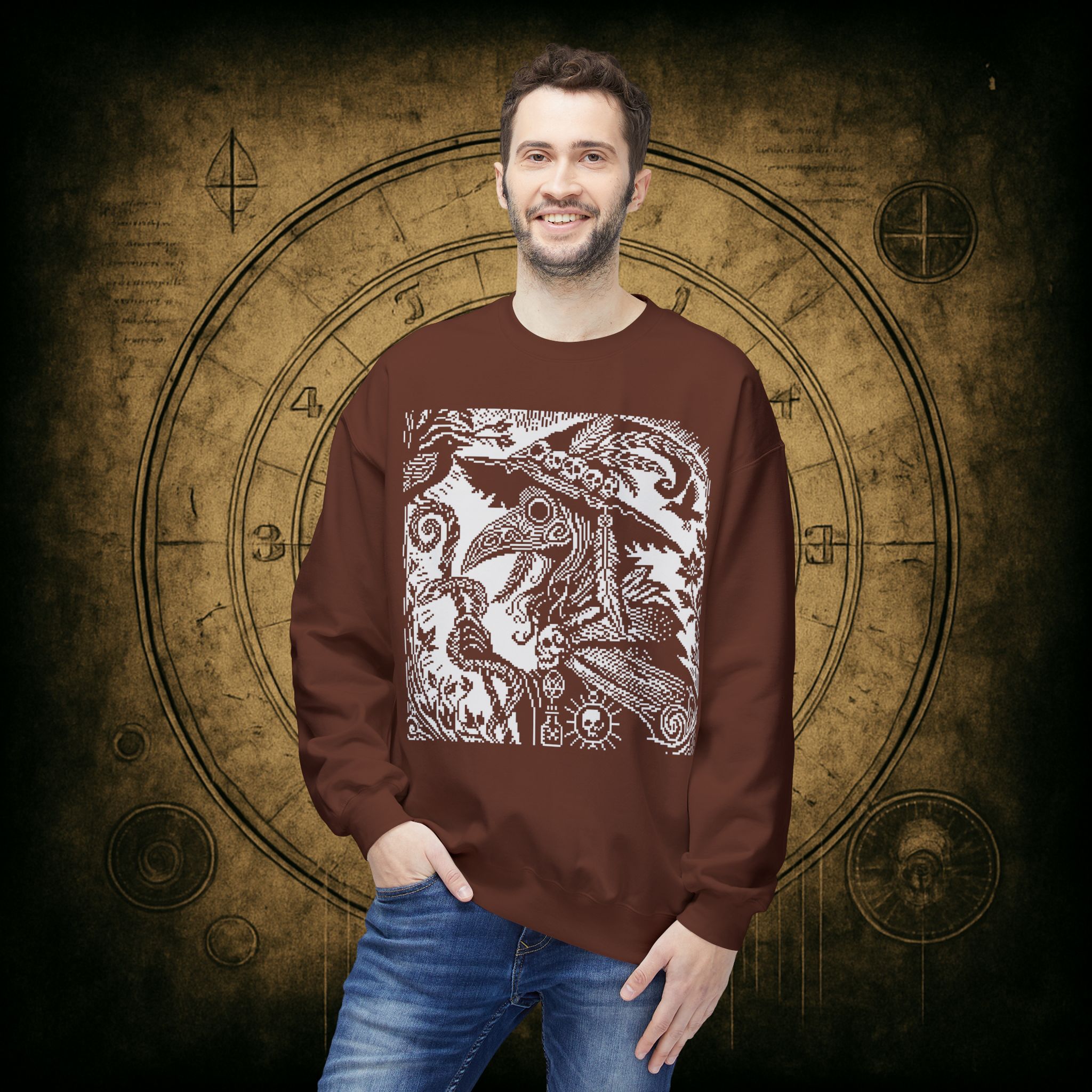 Woodcut Plague Doctor Witch Sweatshirt - Image 19