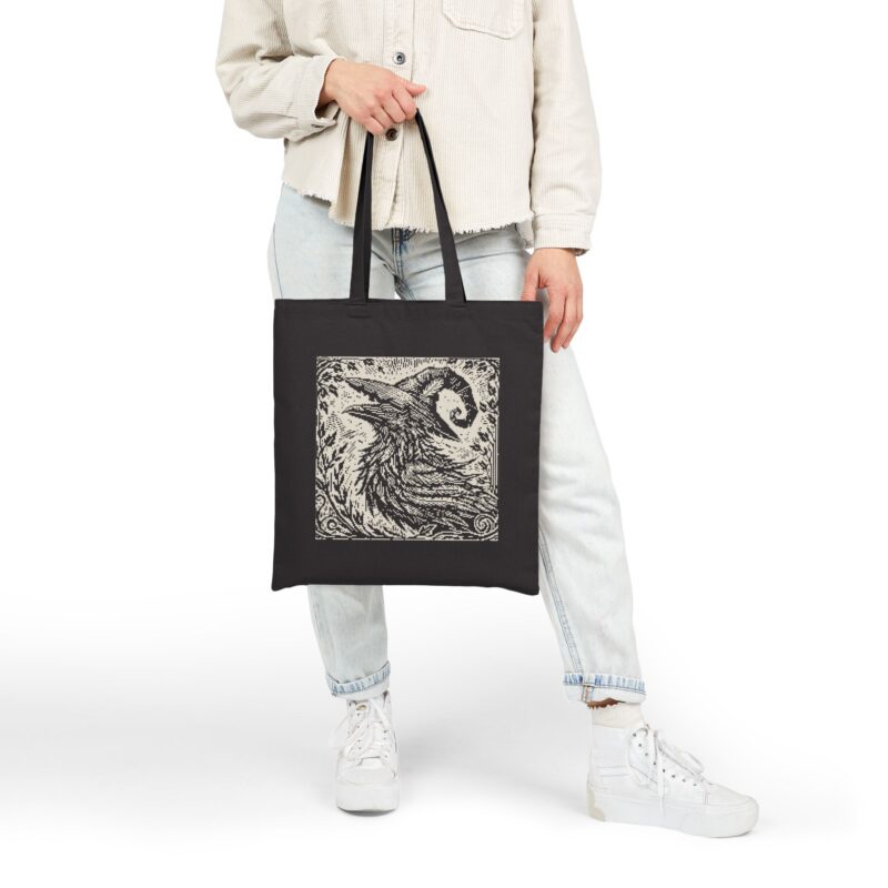 Woodcut Raven Tote Bag - Image 4