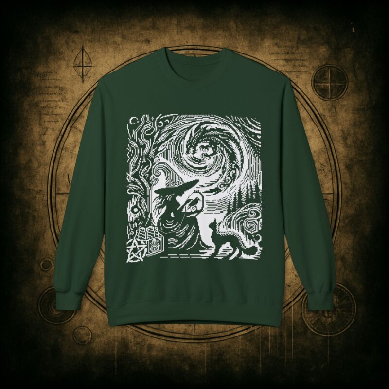 Woodcut Stitch Witch Unisex Sweatshirt - Image 16