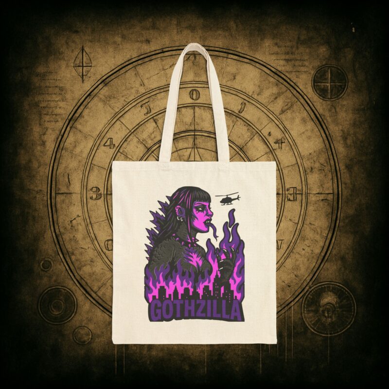 Gothzilla (Purple) Tote Bag - Image 7