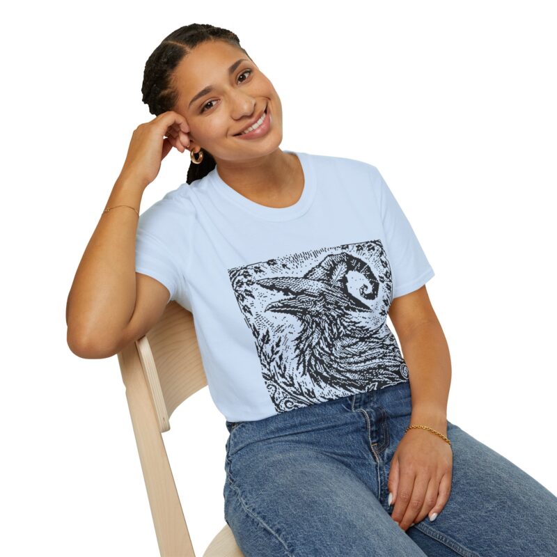 Woodcut Raven Unisex T-shirt - Image 51