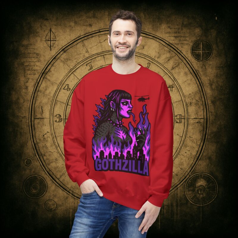 Gothzilla (Purple) Unisex Sweatshirt - Image 6