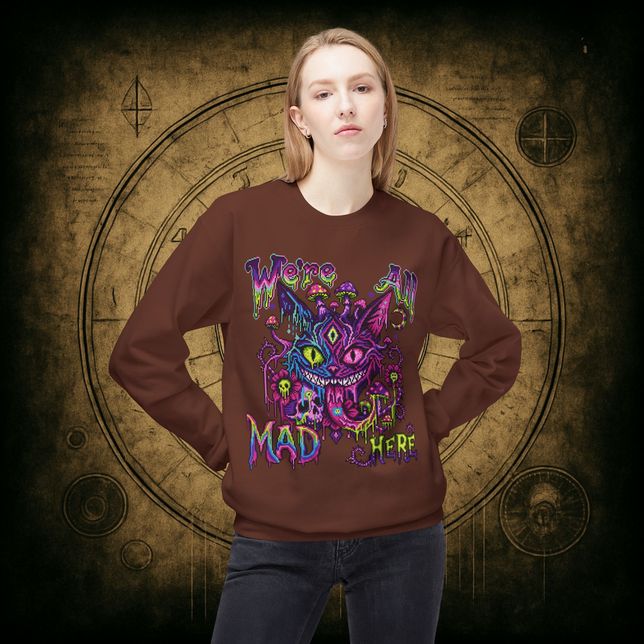 We’re All Mad Here Cheshire Cat Unisex Sweatshirt - Image 14