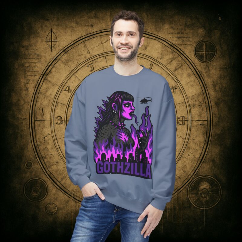 Gothzilla (Purple) Unisex Sweatshirt - Image 27