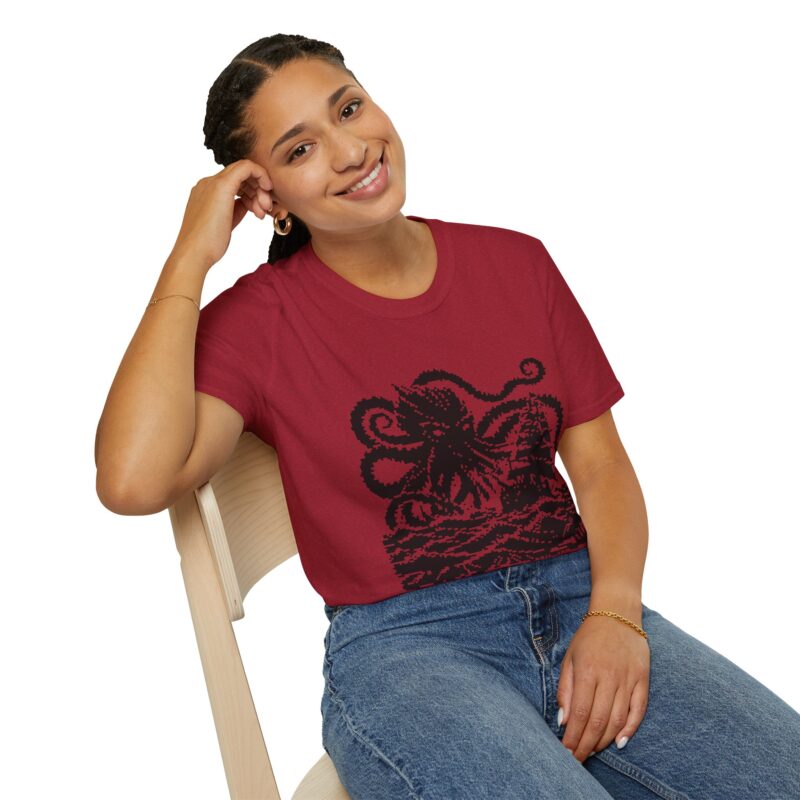 Woodcut Kraken Unisex T-shirt - Image 76