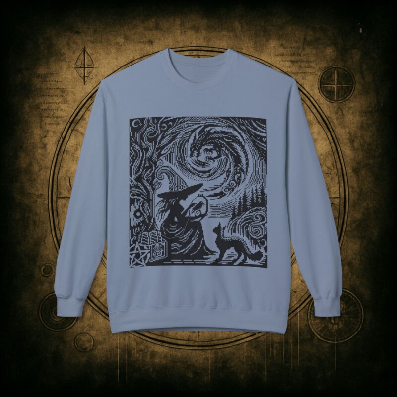 Woodcut Stitch Witch Unisex Sweatshirt - Image 25