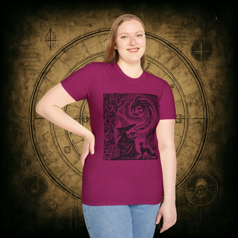 Woodcut Stitch Witch Unisex T-Shirt - Image 40