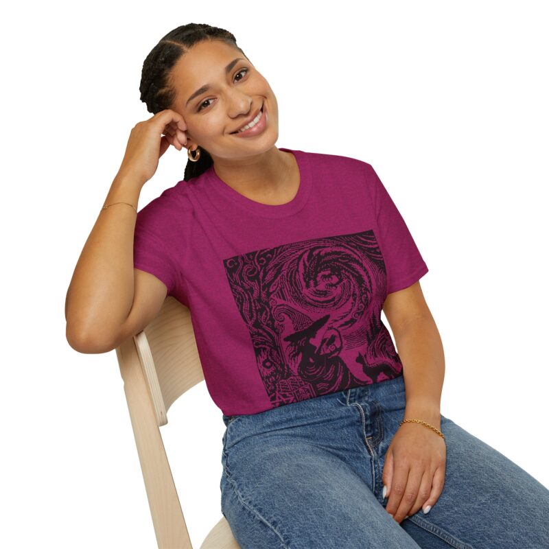 Woodcut Stitch Witch Unisex T-Shirt - Image 41