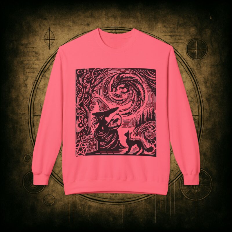 Woodcut Stitch Witch Unisex Sweatshirt - Image 40