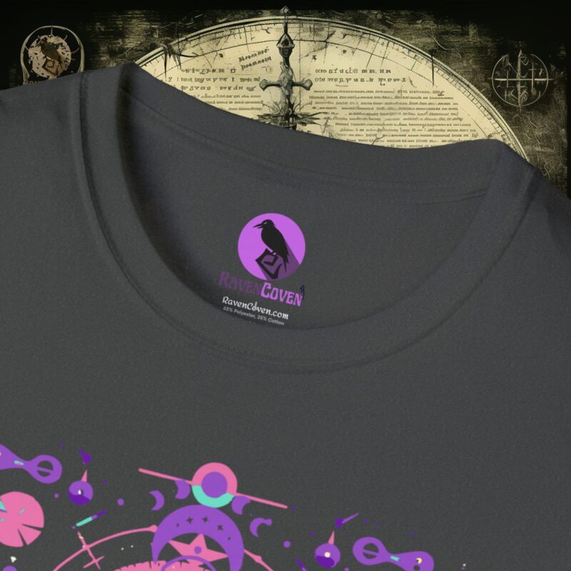 Neon Tribal Raven Unisex T-Shirt - Image 15