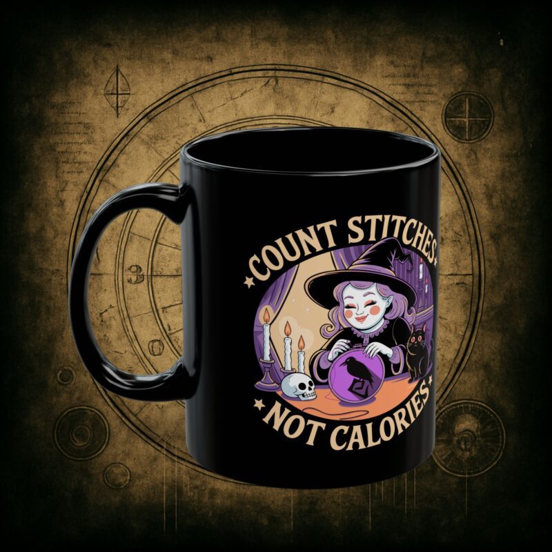 Count Stitches Not Calories Ceramic Mug - Image 3