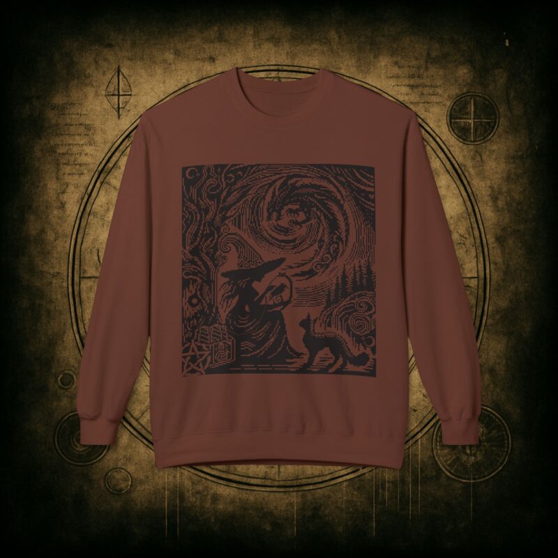 Woodcut Stitch Witch Unisex Sweatshirt - Image 10
