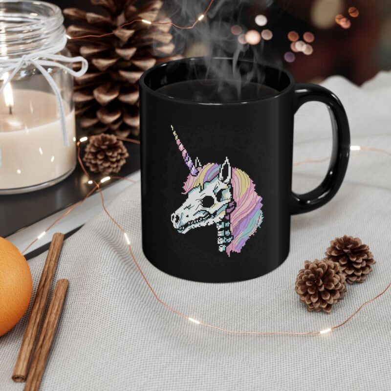 Pastel Goth Skeleton Unicorn Ceramic Mug - Image 4
