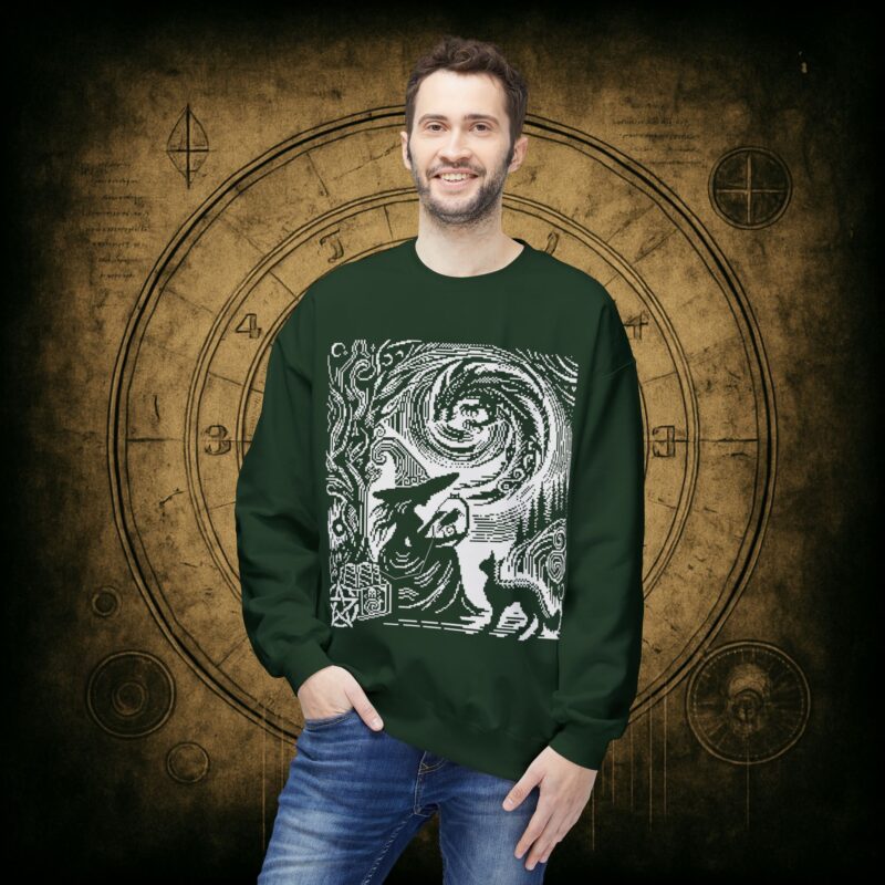 Woodcut Stitch Witch Unisex Sweatshirt - Image 18