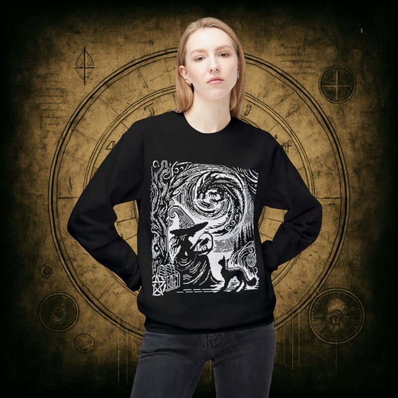 Woodcut Stitch Witch Unisex Sweatshirt - Image 14