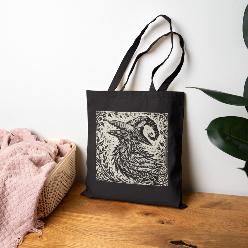 Woodcut Raven Tote Bag - Image 6