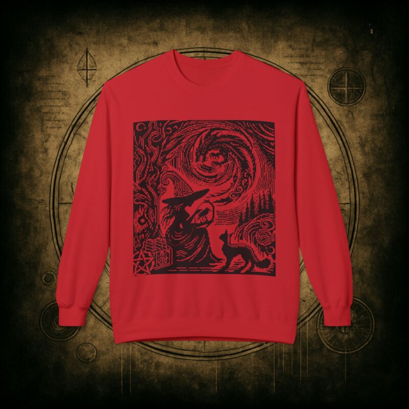 Woodcut Stitch Witch Unisex Sweatshirt - Image 4