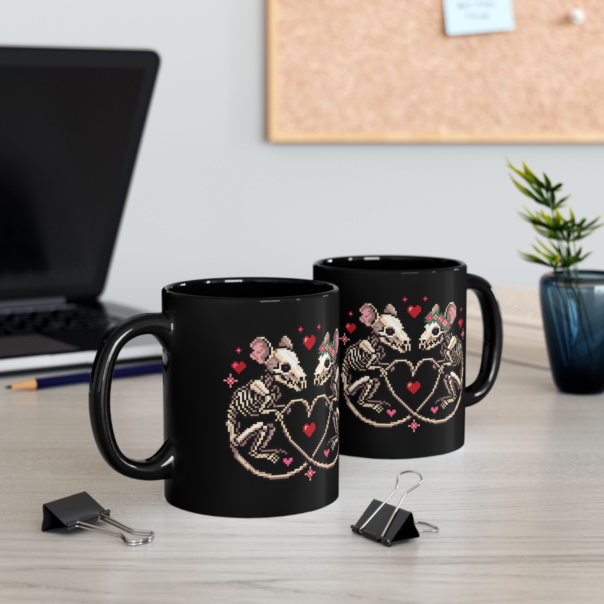 Skeleton Rat Couple Ceramic Mug - Image 5