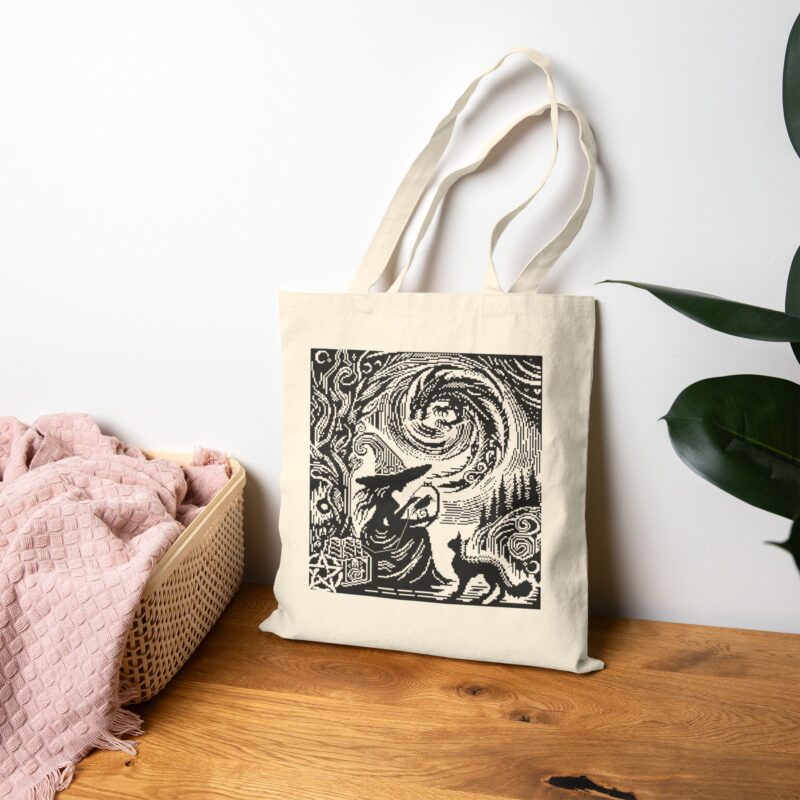 Woodcut Stitch Witch Tote Bag - Image 12