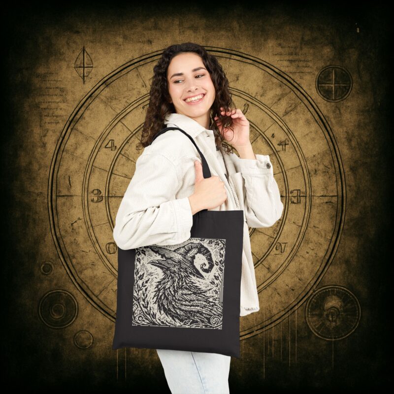 Woodcut Raven Tote Bag - Image 3