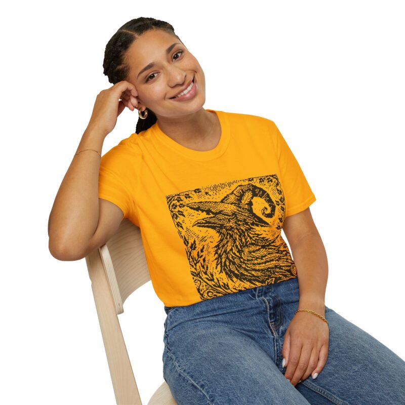 Woodcut Raven Unisex T-shirt - Image 25