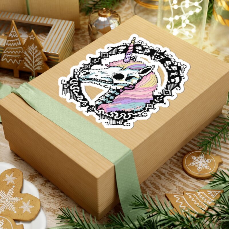 Pastel Goth Skeleton Unicorn Kiss-Cut Sticker - Image 24