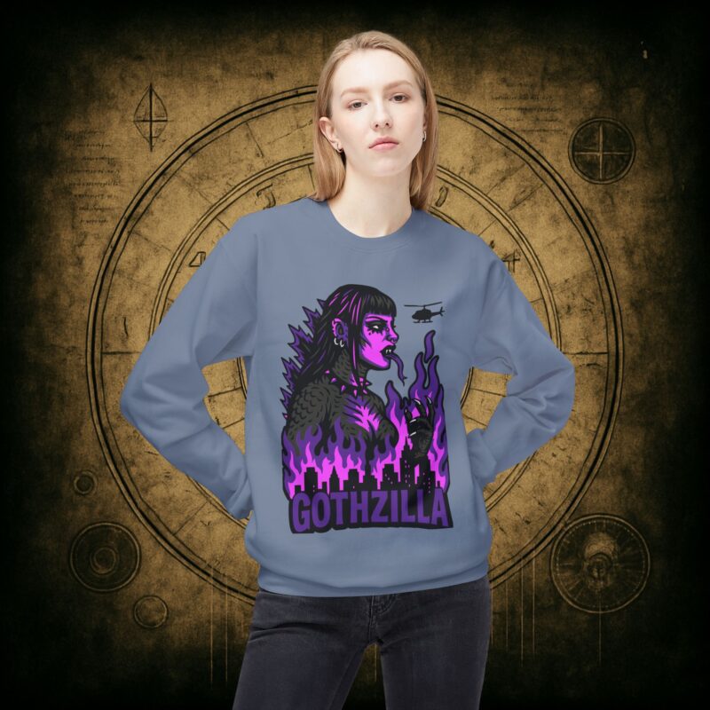 Gothzilla (Purple) Unisex Sweatshirt - Image 26