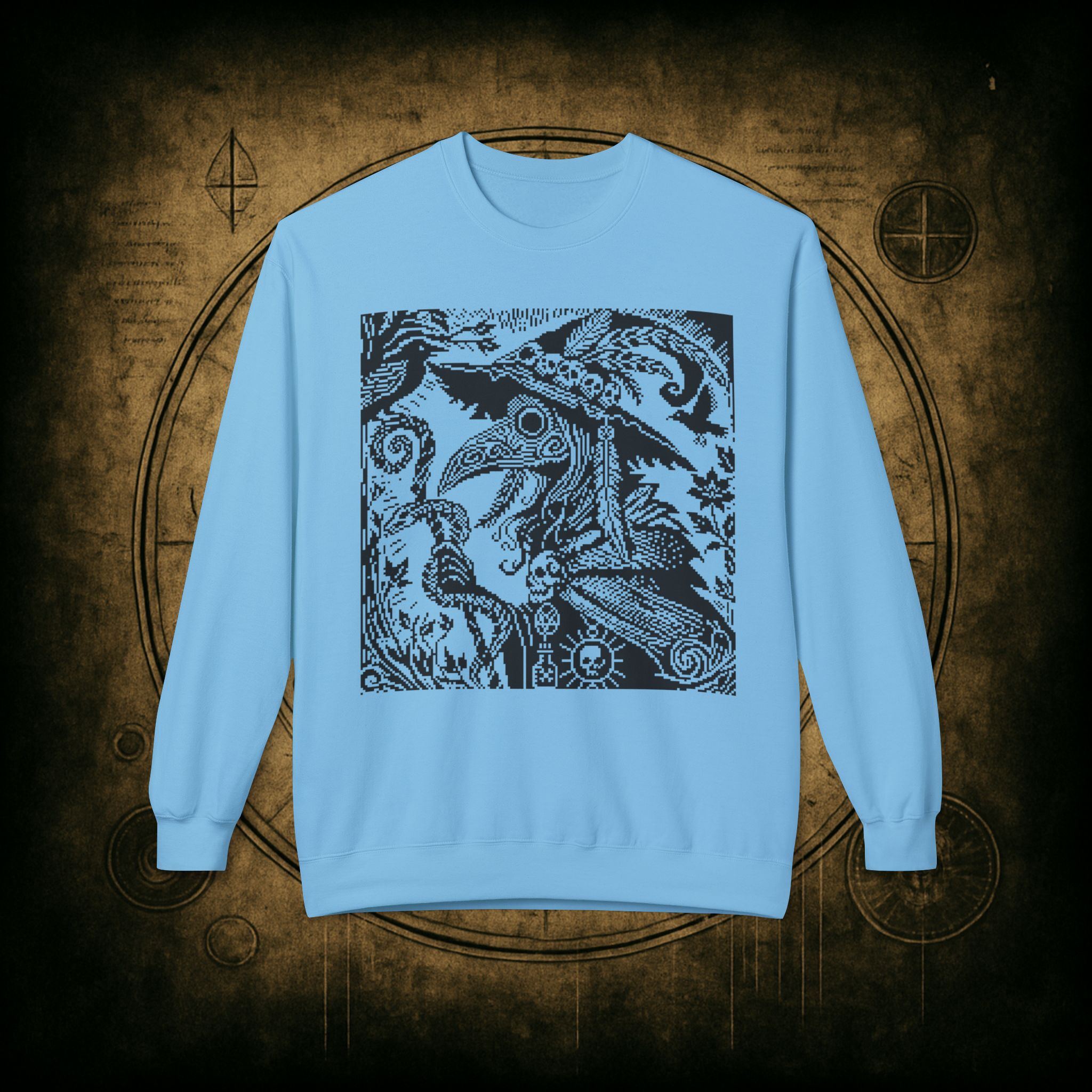Woodcut Plague Doctor Witch Sweatshirt - Image 29