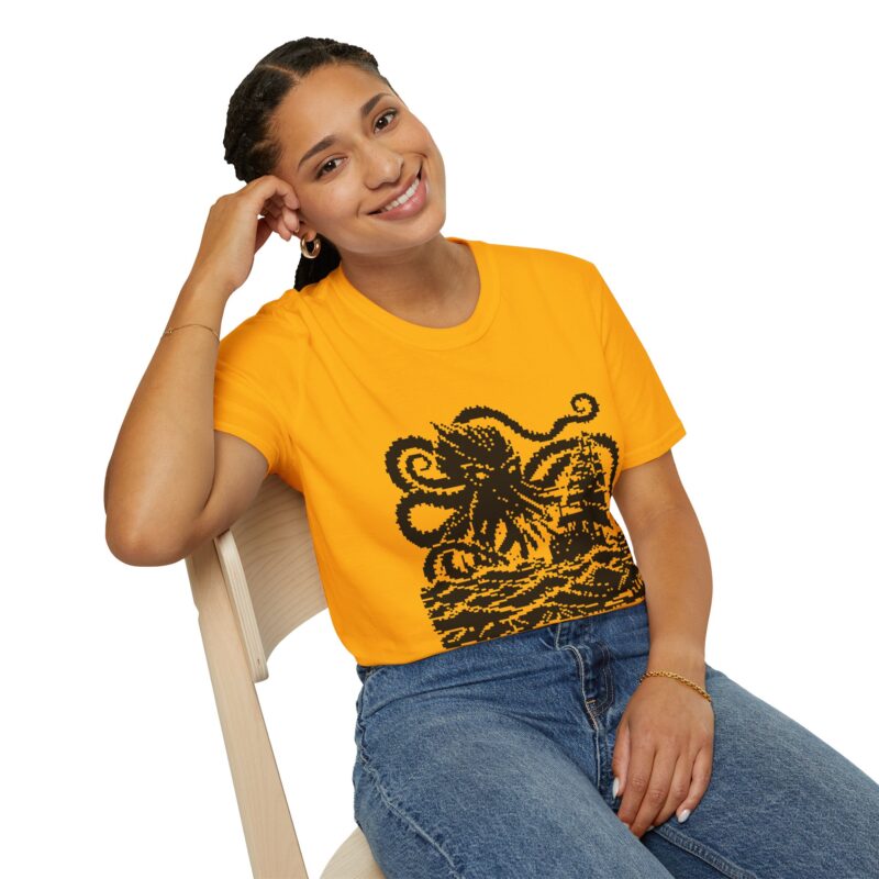 Woodcut Kraken Unisex T-shirt - Image 25