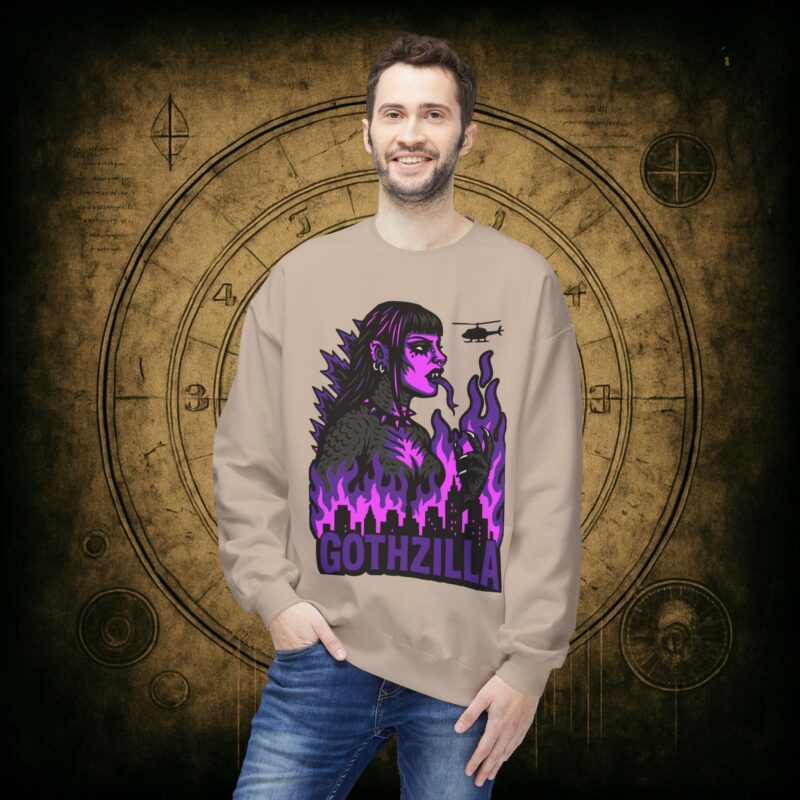 Gothzilla (Purple) Unisex Sweatshirt - Image 15