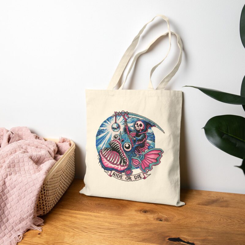 Ride or Die Angler Fish Tote Bag - Image 6