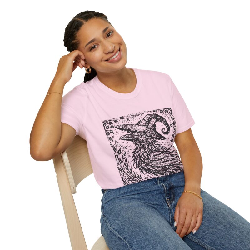 Woodcut Raven Unisex T-shirt - Image 66