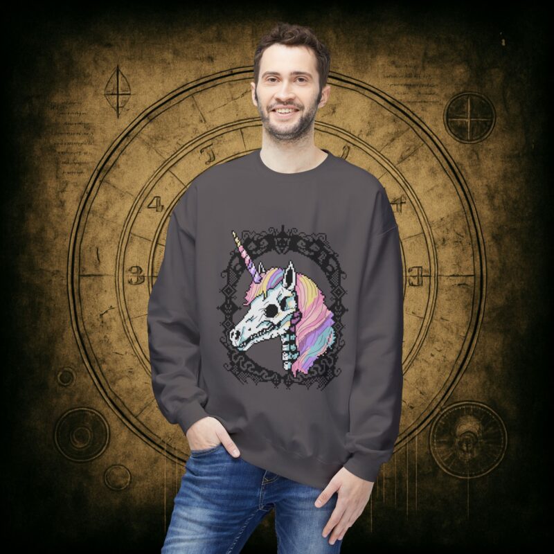 Pastel Goth Skeleton Unicorn Unisex Sweatshirt - Image 3