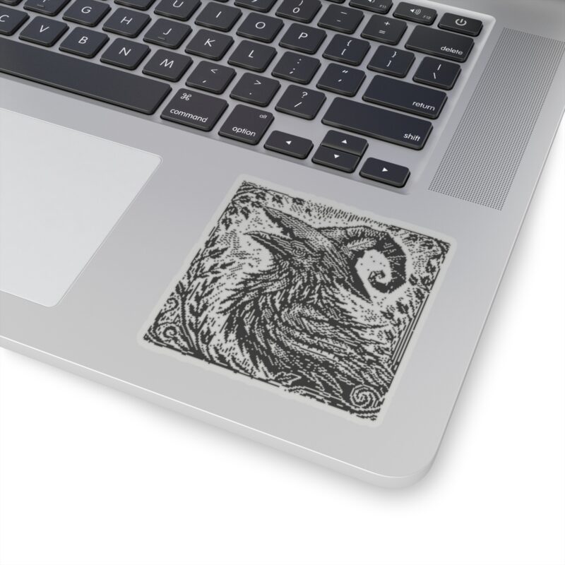 Woodcut Raven Kiss-Cut Sticker - Image 11