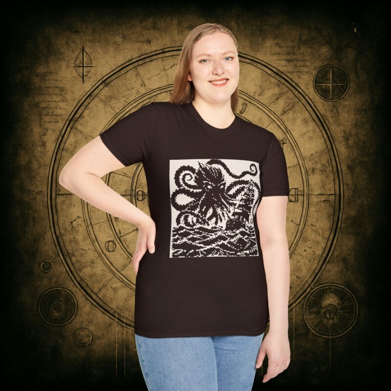 Woodcut Kraken Unisex T-shirt - Image 35