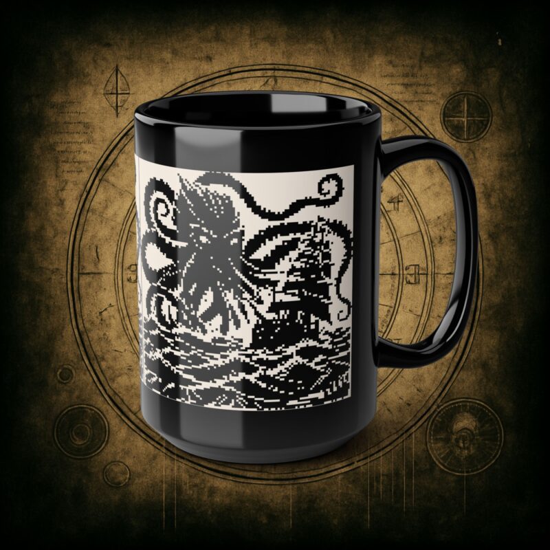 Woodcut Kraken Ceramic Mug - Image 10