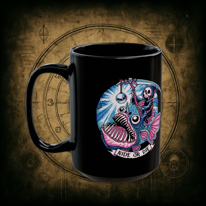 Ride or Die Angler Fish Ceramic Mug - Image 8