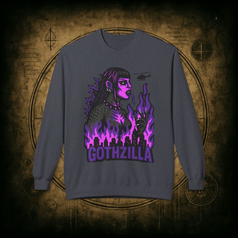 Gothzilla (Purple) Unisex Sweatshirt - Image 19