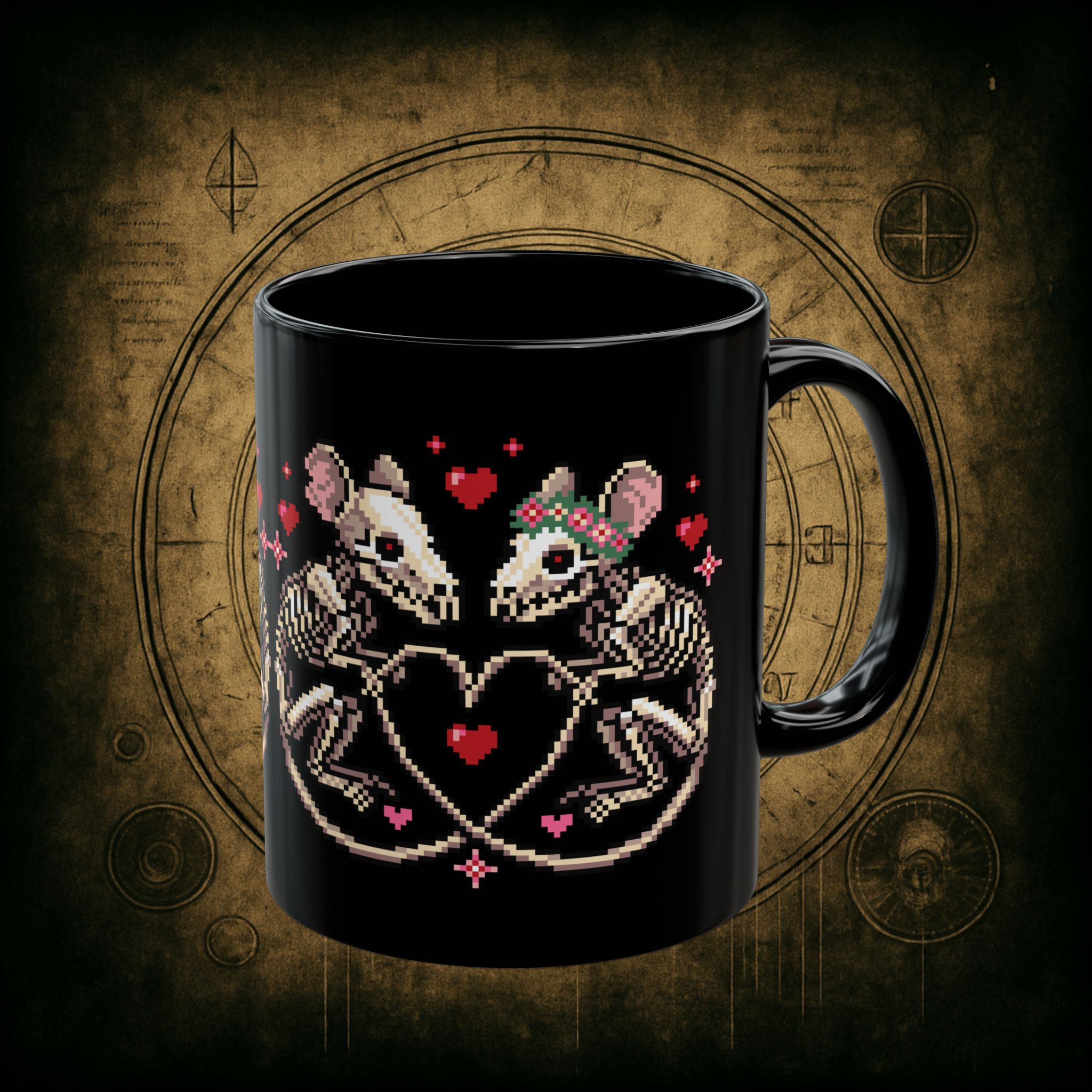 Skeleton Rat Couple Ceramic Mug