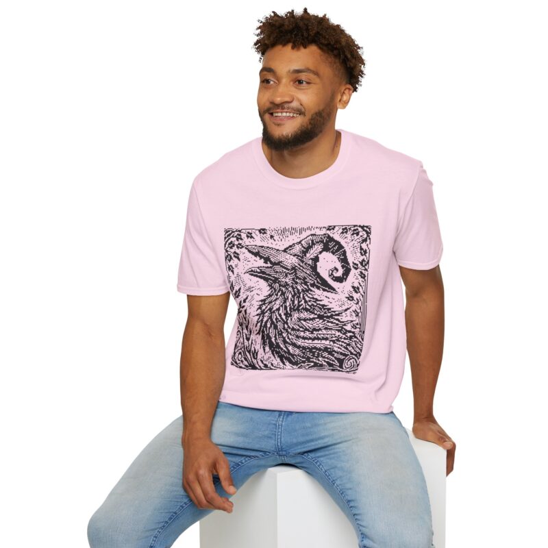 Woodcut Raven Unisex T-shirt - Image 67