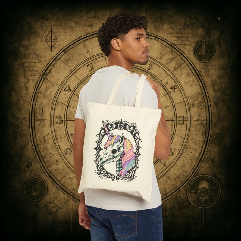 Pastel Goth Skeleton Unicorn Tote Bag - Image 2
