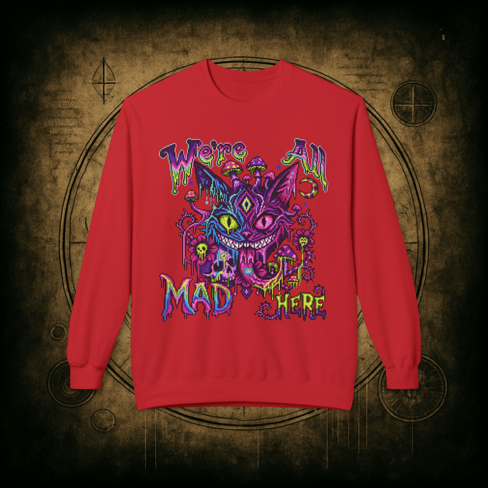 We’re All Mad Here Cheshire Cat Unisex Sweatshirt - Image 5