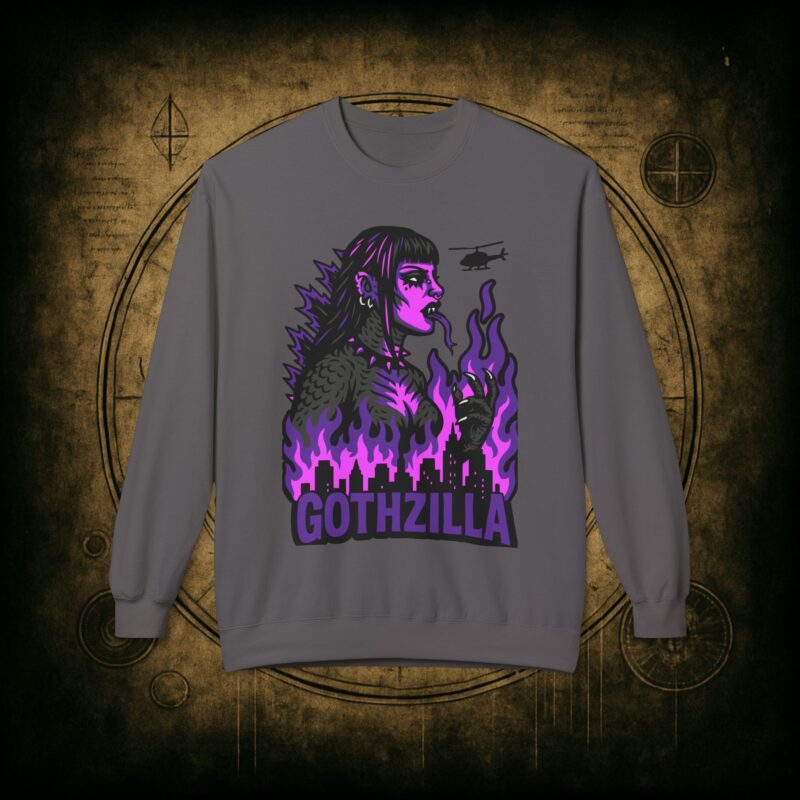 Gothzilla (Purple) Unisex Sweatshirt - Image 28