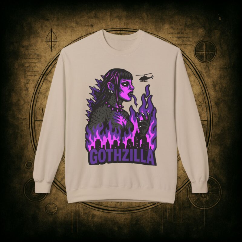 Gothzilla (Purple) Unisex Sweatshirt - Image 13