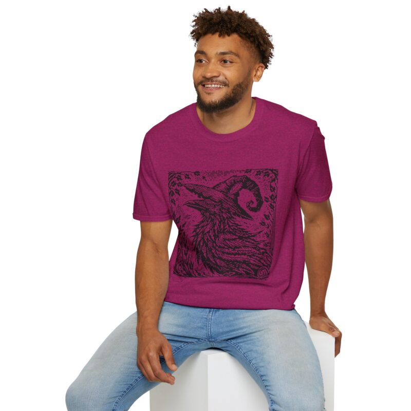 Woodcut Raven Unisex T-shirt - Image 42